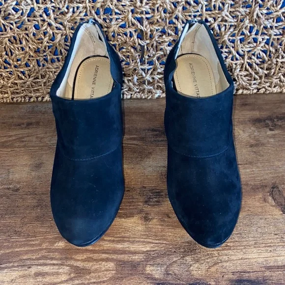 Adrienne Vittadini LEATHER WOMENS HEELED BOOTS SIZE 9.5 velvet black shoes - Picture 4 of 12